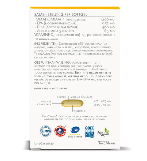 WHC UnoCardio 1000 - Krachtige Omega - 3 Visolie
