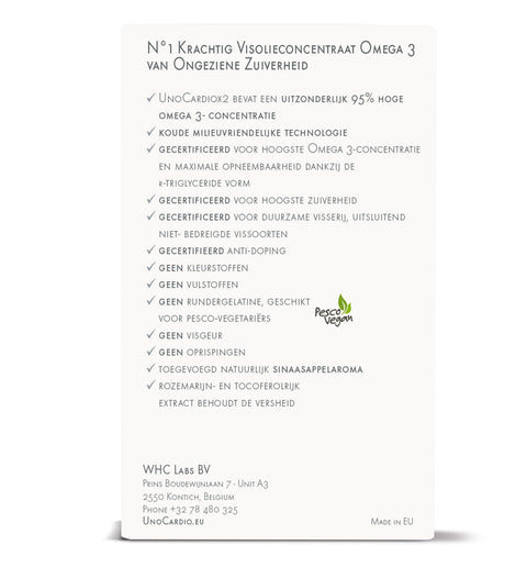 WHC UnoCardio X2 - Krachtige Omega - 3 Visolie