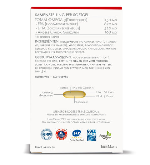 WHC UnoCardio X2 - Krachtige Omega - 3 Visolie